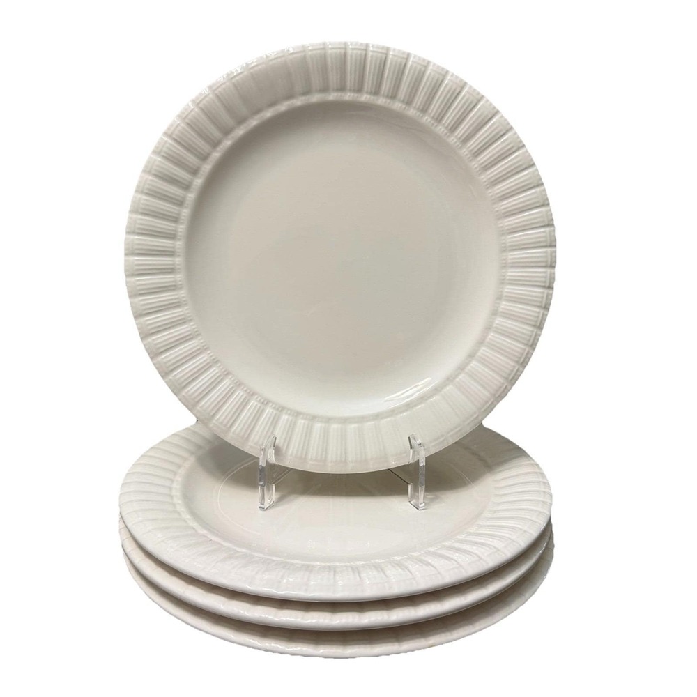 Pier 1 Lunca Blanca White Salad Plate Set of 4 Dishwasher Safe 8"